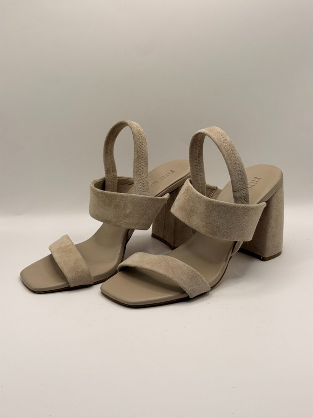 Steve Madden Women's Marbell Taupe Slingback Block-Heel Sandals Sz 8.5